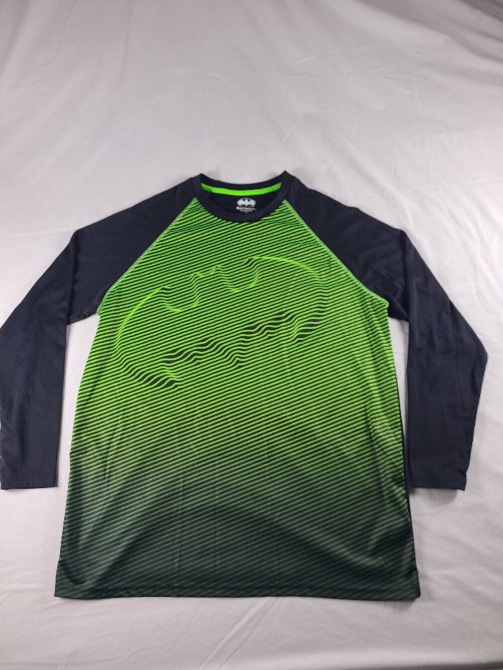 Batman Long Sleeve Shirt Men's XL DC Comics Black & Green Stripped